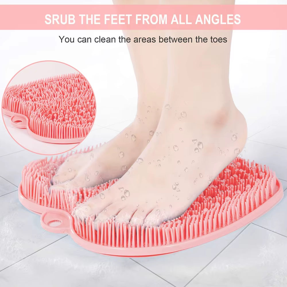 Silicone Shower Foot Back Brush Bathroom Wash Foot Pad Massage Exfoliating Shower Mat with Suction Bath Massage Foot Brush Pad