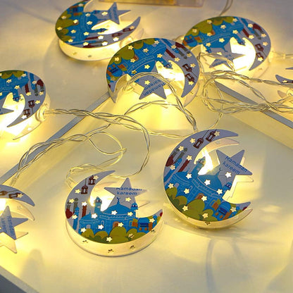 Star String Lights for Eid Decorations, Mubarak Ramadan Moon Star Lantern Lamp,10 Leds Battery Operated Islamic Moon Lights String, Eid Ramadan Decorations for Home Outdoor,Eid Star Moon