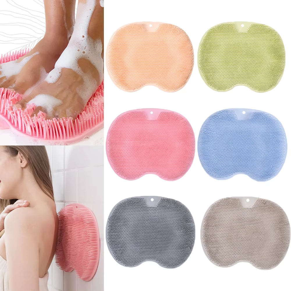 Silicone Shower Foot Back Brush Bathroom Wash Foot Pad Massage Exfoliating Shower Mat with Suction Bath Massage Foot Brush Pad