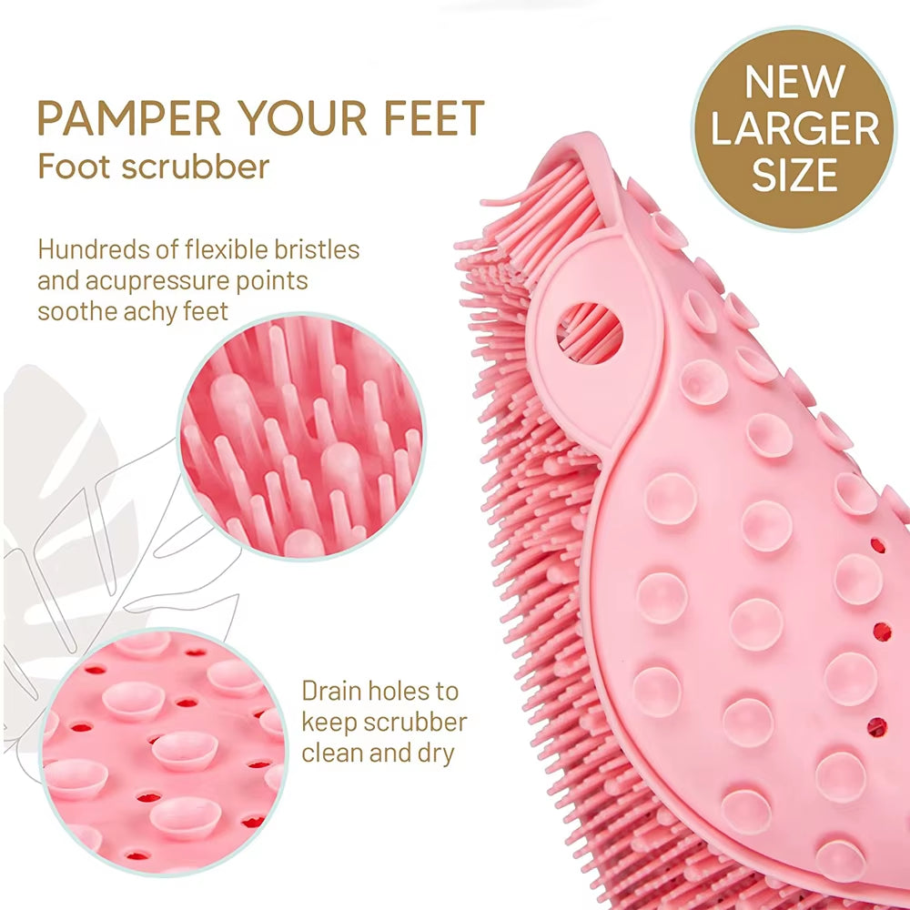 Silicone Shower Foot Back Brush Bathroom Wash Foot Pad Massage Exfoliating Shower Mat with Suction Bath Massage Foot Brush Pad